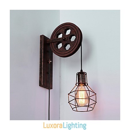 Designer Touch Decorative Industrial Retro Iron Wall Lamp Creative Personality Lift Pulley Wall Lamp