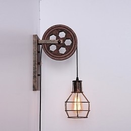 Designer Touch Decorative Industrial Retro Iron Wall Lamp Creative Personality Lift Pulley Wall Lamp