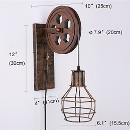 Designer Touch Decorative Industrial Retro Iron Wall Lamp Creative Personality Lift Pulley Wall Lamp