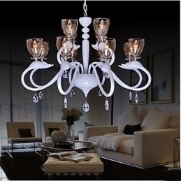 Designer Touch Decorative European Style Crystal Droplight Individuality Creative Swan 12 Light Chandelier