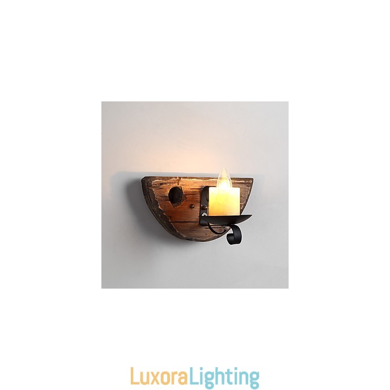 Designer Touch Decorative Rustic Lodge Painting Feature for Mini Style Uplight Wall Sconces Wall Light