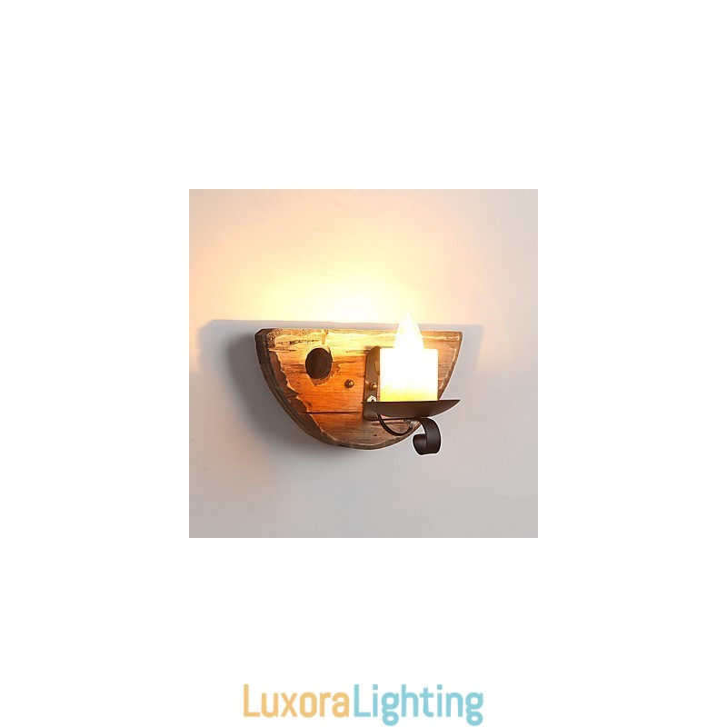 Designer Touch Decorative Rustic Lodge Painting Feature for Mini Style Uplight Wall Sconces Wall Light
