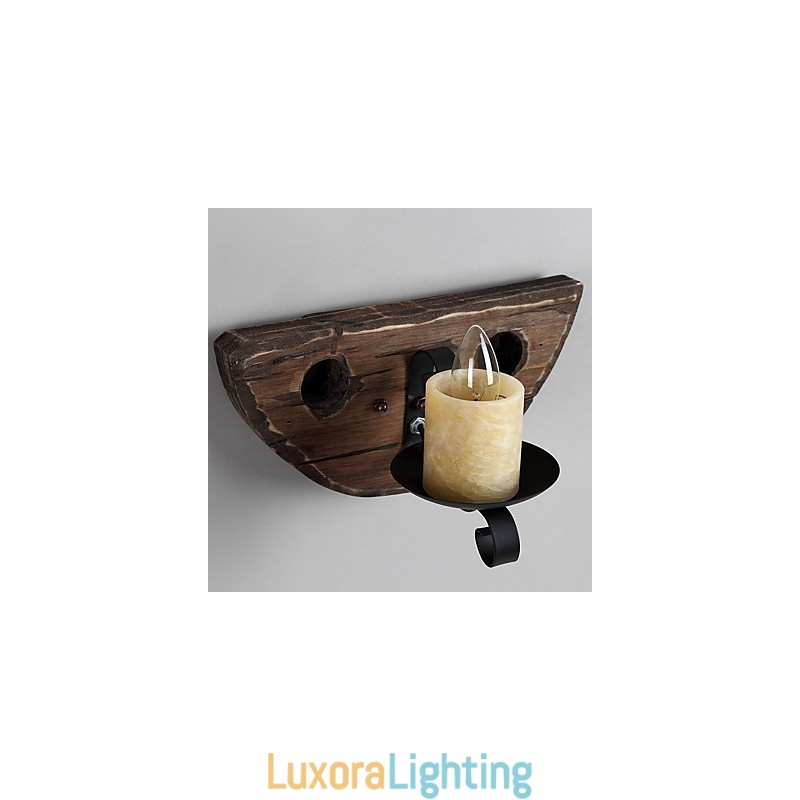 Designer Touch Decorative Rustic Lodge Painting Feature for Mini Style Uplight Wall Sconces Wall Light