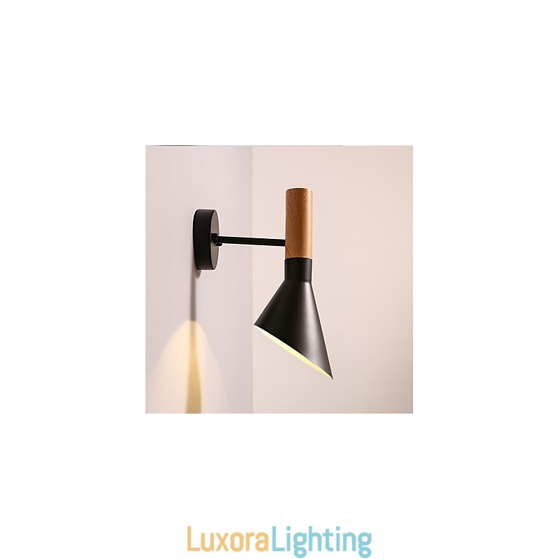 Designer Touch Decorative Northern Europe Style Wood Grain Metal Wall Lights Living Room Restaurant Light Angle Adjustable