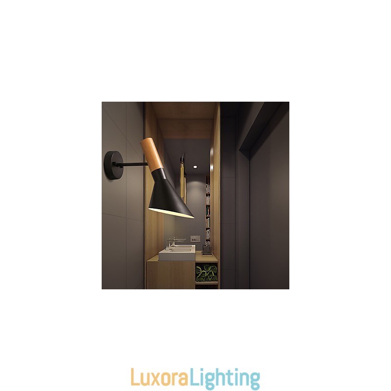 Designer Touch Decorative Northern Europe Style Wood Grain Metal Wall Lights Living Room Restaurant Light Angle Adjustable