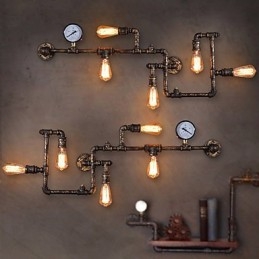 Designer Touch Decorative Loft Industrial Wall Lamps Antique Edison Wall lights with Bulbs Vintage Pipe Wall Lamp for Living Room Lighting