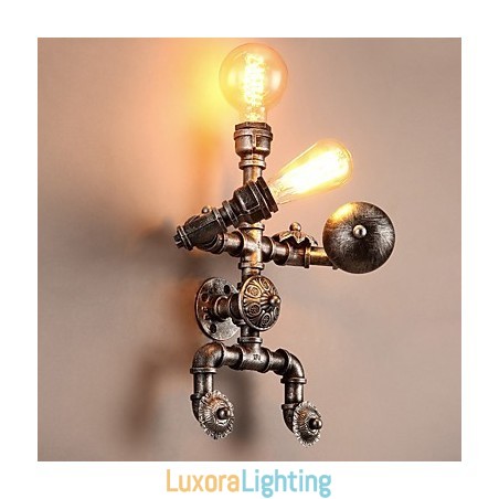 Designer Touch Decorative Loft Water Pipe Wall Lights Retro Industrial Style Creative Robot Design Metal Restaurant Cafe Bars Bar Table Wall Sconces