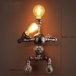 Designer Touch Decorative Loft Water Pipe Wall Lights Retro Industrial Style Creative Robot Design Metal Restaurant Cafe Bars Bar Table Wall Sconces