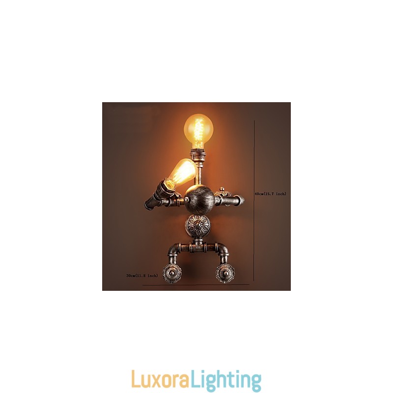 Designer Touch Decorative Loft Water Pipe Wall Lights Retro Industrial Style Creative Robot Design Metal Restaurant Cafe Bars Bar Table Wall Sconces