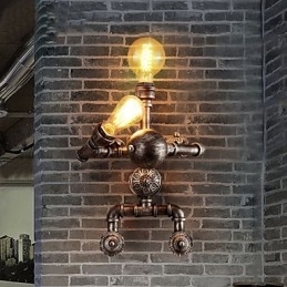 Designer Touch Decorative Loft Water Pipe Wall Lights Retro Industrial Style Creative Robot Design Metal Restaurant Cafe Bars Bar Table Wall Sconces