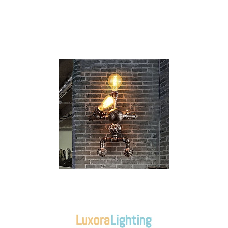 Designer Touch Decorative Loft Water Pipe Wall Lights Retro Industrial Style Creative Robot Design Metal Restaurant Cafe Bars Bar Table Wall Sconces