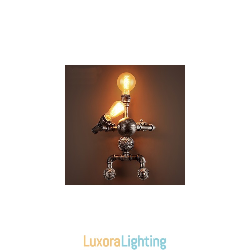 Designer Touch Decorative Loft Water Pipe Wall Lights Retro Industrial Style Creative Robot Design Metal Restaurant Cafe Bars Bar Table Wall Sconces