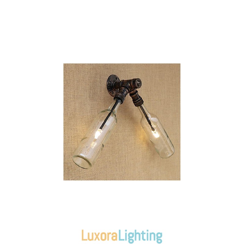 Designer Touch Decorative Retro American Village Creative Industry Wind Water Bottle Wall Lamp Wall Light Blue Transparent