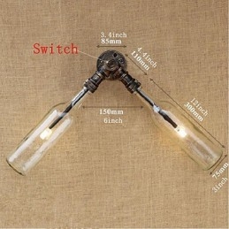 Designer Touch Decorative Retro American Village Creative Industry Wind Water Bottle Wall Lamp Wall Light Blue Transparent