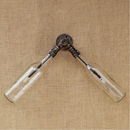 Designer Touch Decorative Retro American Village Creative Industry Wind Water Bottle Wall Lamp Wall Light Blue Transparent