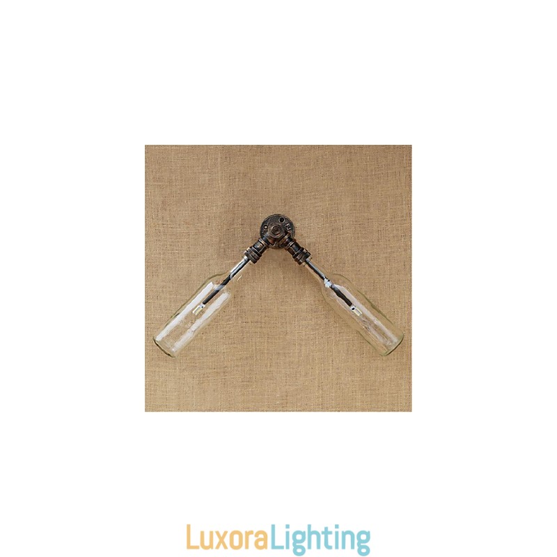 Designer Touch Decorative Retro American Village Creative Industry Wind Water Bottle Wall Lamp Wall Light Blue Transparent