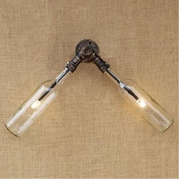 Designer Touch Decorative Retro American Village Creative Industry Wind Water Bottle Wall Lamp Wall Light Blue Transparent