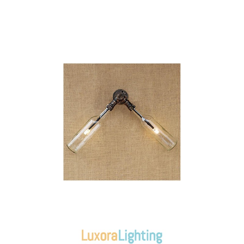 Designer Touch Decorative Retro American Village Creative Industry Wind Water Bottle Wall Lamp Wall Light Blue Transparent