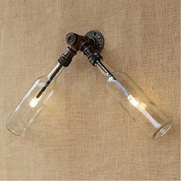 Designer Touch Decorative Retro American Village Creative Industry Wind Water Bottle Wall Lamp Wall Light Blue Transparent