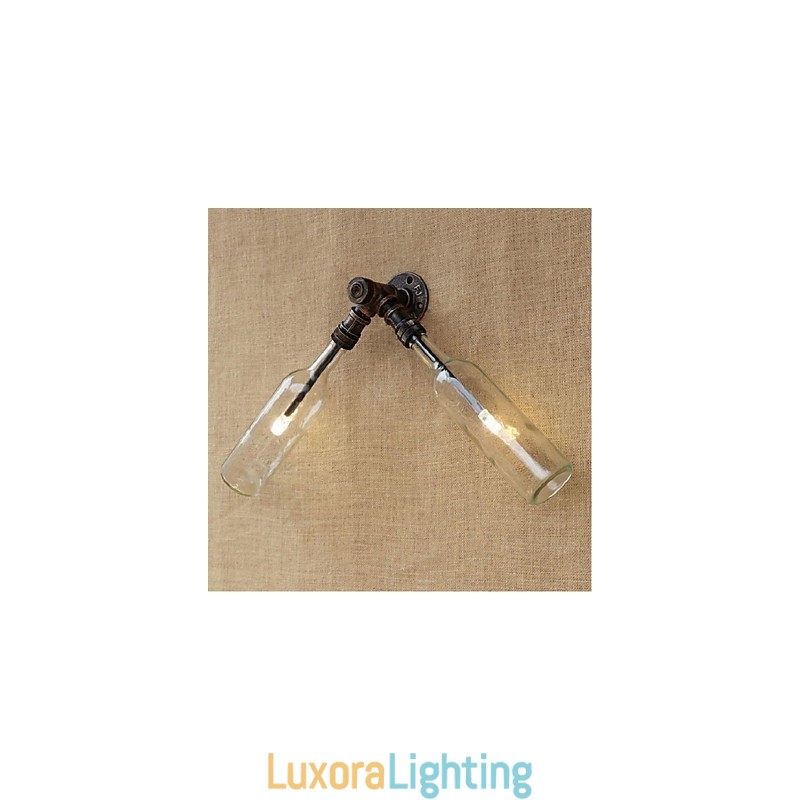 Designer Touch Decorative Retro American Village Creative Industry Wind Water Bottle Wall Lamp Wall Light Blue Transparent