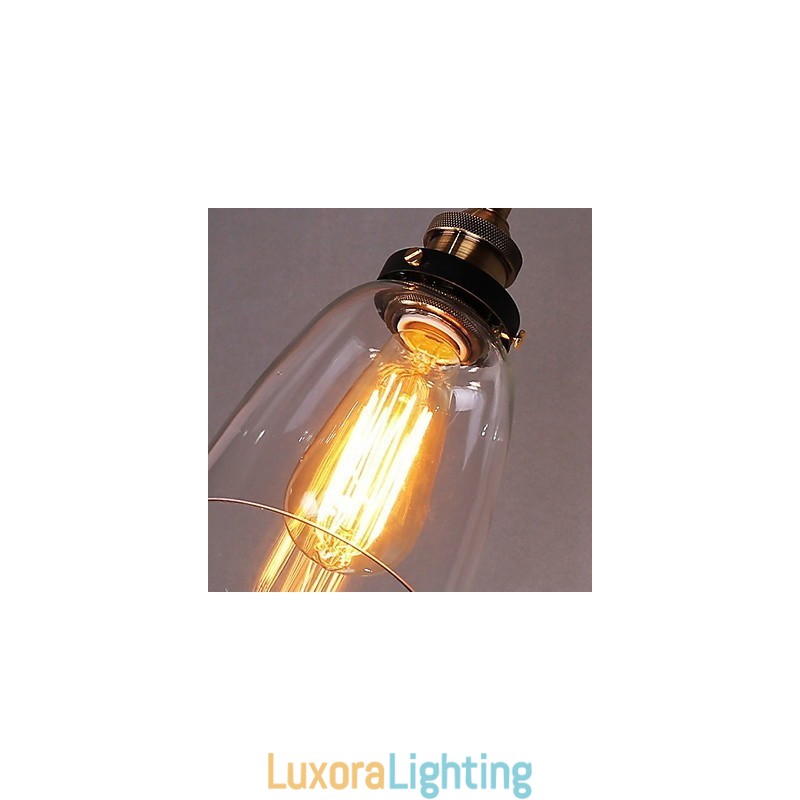 Designer Touch Decorative Industrial Edison Simplicity Glass Wall Sconce Metal Base Cap Dining Room Study Room Office Hallway Wall Mount Light