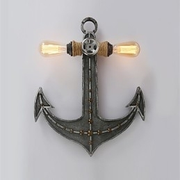 Designer Touch Decorative Vintage Industrial Wall Lights Wood Boat Anchor Shape Creative Restaurant Cafe Bar Decoration lighting