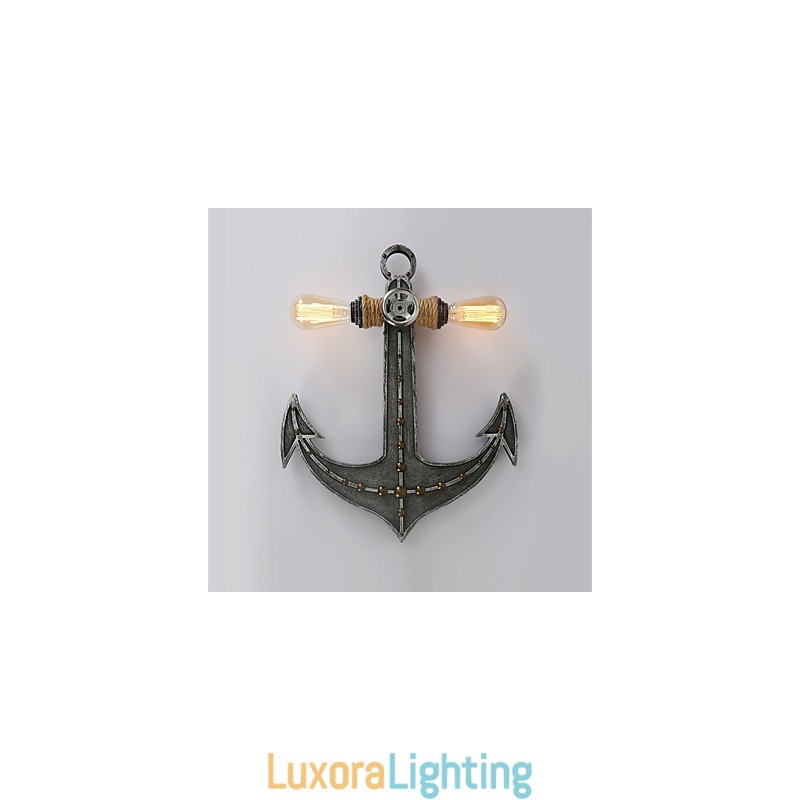 Designer Touch Decorative Vintage Industrial Wall Lights Wood Boat Anchor Shape Creative Restaurant Cafe Bar Decoration lighting