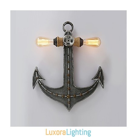 Designer Touch Decorative Vintage Industrial Wall Lights Wood Boat Anchor Shape Creative Restaurant Cafe Bar Decoration lighting