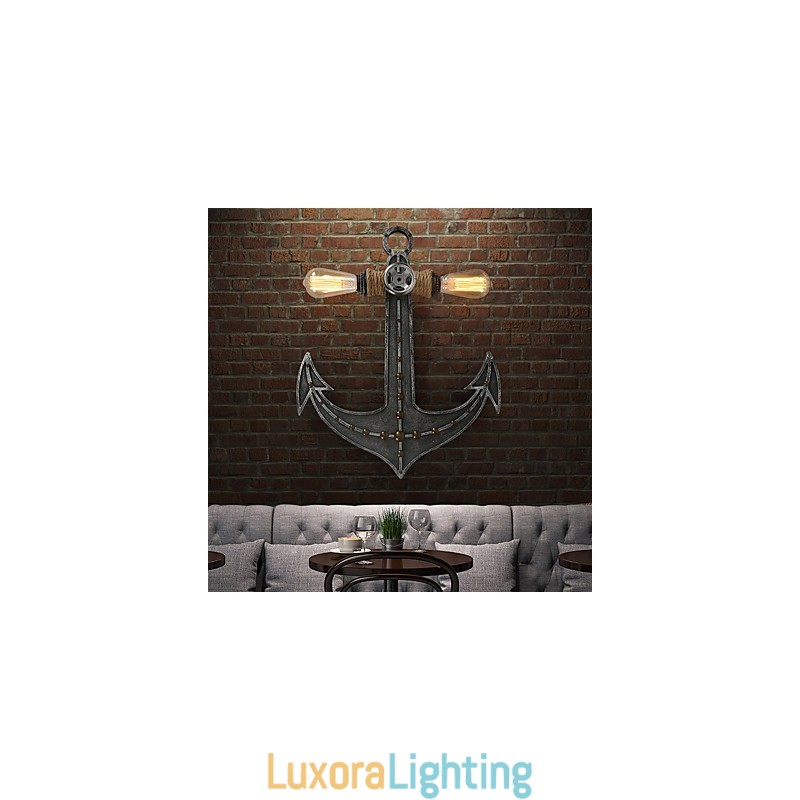 Designer Touch Decorative Vintage Industrial Wall Lights Wood Boat Anchor Shape Creative Restaurant Cafe Bar Decoration lighting