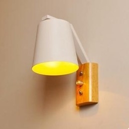 Designer Touch Decorative Creative Personality Warm Wood Iron Bed Lamp Switch With Nordic Corridor Study