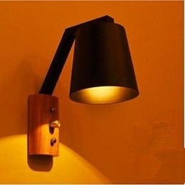Designer Touch Decorative Creative Personality Warm Wood Iron Bed Lamp Switch With Nordic Corridor Study