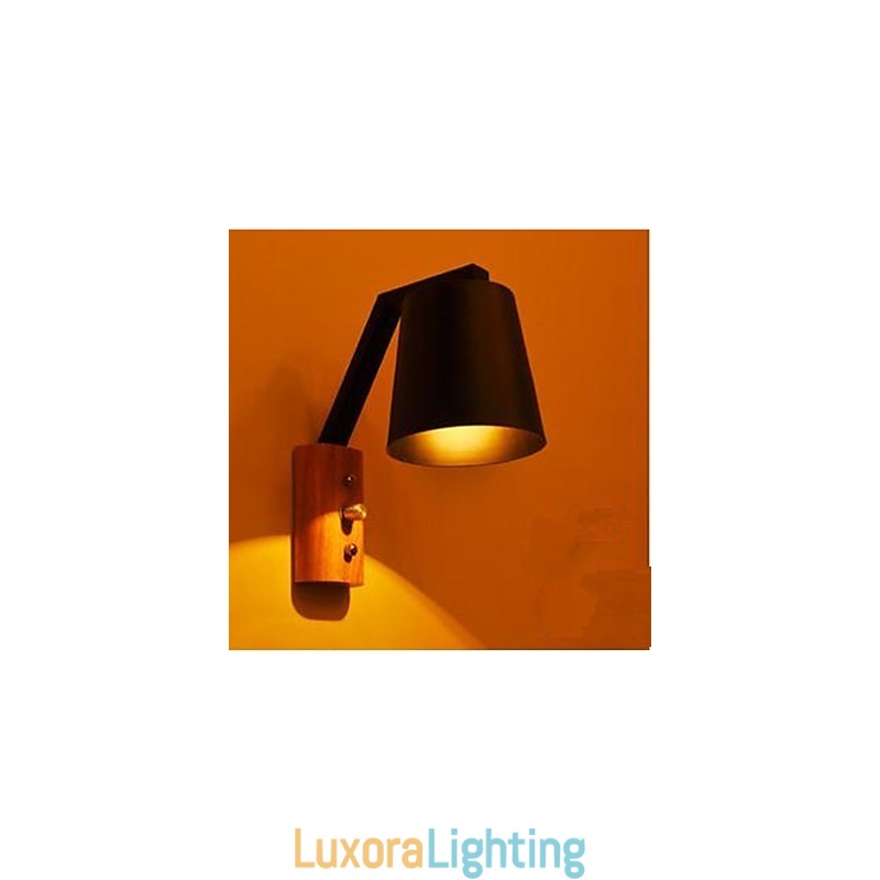 Designer Touch Decorative Creative Personality Warm Wood Iron Bed Lamp Switch With Nordic Corridor Study