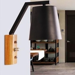 Designer Touch Decorative Creative Personality Warm Wood Iron Bed Lamp Switch With Nordic Corridor Study