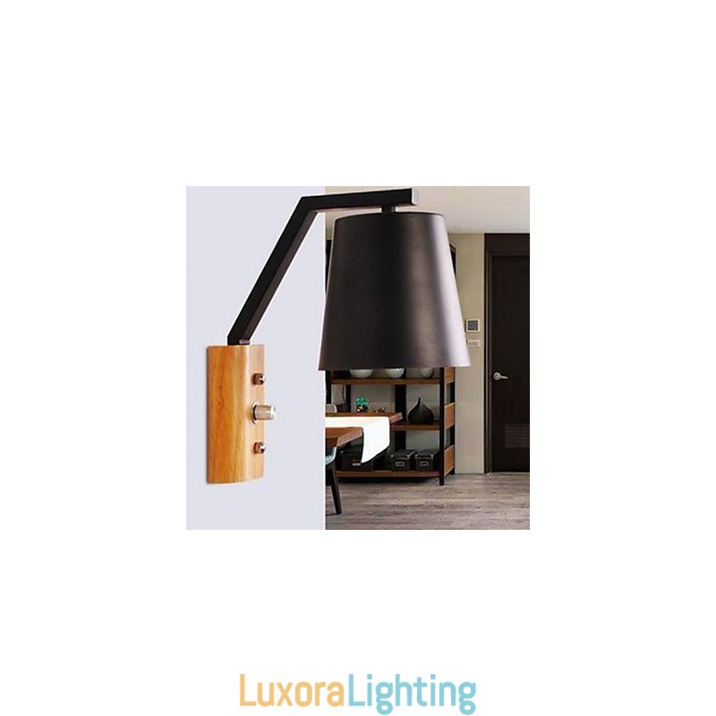 Designer Touch Decorative Creative Personality Warm Wood Iron Bed Lamp Switch With Nordic Corridor Study