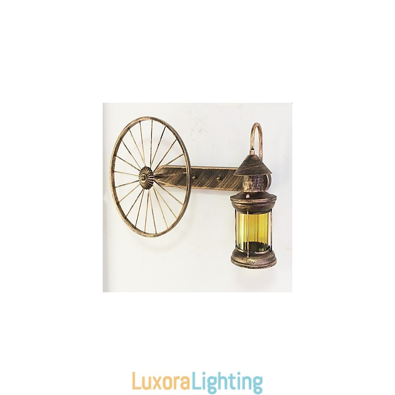 Designer Touch Decorative Rustic Lodge Painting Feature for Mini Style Uplight Wall Sconces Wall Light