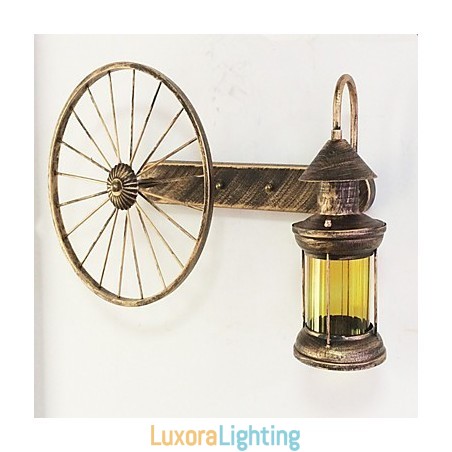 Designer Touch Decorative Rustic Lodge Painting Feature for Mini Style Uplight Wall Sconces Wall Light