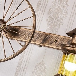 Designer Touch Decorative Rustic Lodge Painting Feature for Mini Style Uplight Wall Sconces Wall Light