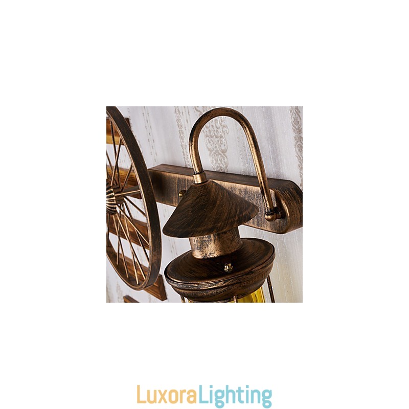 Designer Touch Decorative Rustic Lodge Painting Feature for Mini Style Uplight Wall Sconces Wall Light