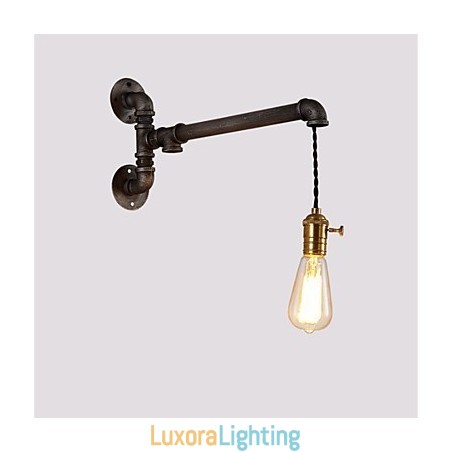 Designer Touch Decorative Vintage Industrial Pipe Wall Lights With switch Creative Lights Restaurant Cafe Bar Decoration lighting With 1 Light Painted Finish