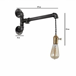 Designer Touch Decorative Vintage Industrial Pipe Wall Lights With switch Creative Lights Restaurant Cafe Bar Decoration lighting With 1 Light Painted Finish
