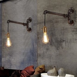 Designer Touch Decorative Vintage Industrial Pipe Wall Lights With switch Creative Lights Restaurant Cafe Bar Decoration lighting With 1 Light Painted Finish