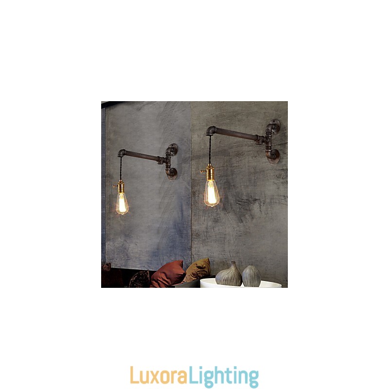 Designer Touch Decorative Vintage Industrial Pipe Wall Lights With switch Creative Lights Restaurant Cafe Bar Decoration lighting With 1 Light Painted Finish