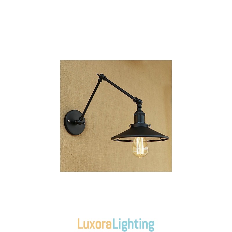 Designer Touch Decorative Rustic Lodge Country Retro Painting Feature for Mini Style Swing Arm Wall Lamp