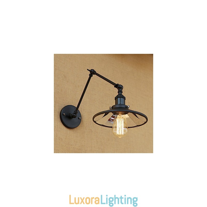 Designer Touch Decorative Rustic Lodge Country Retro Painting Feature for Mini Style Swing Arm Wall Lamp