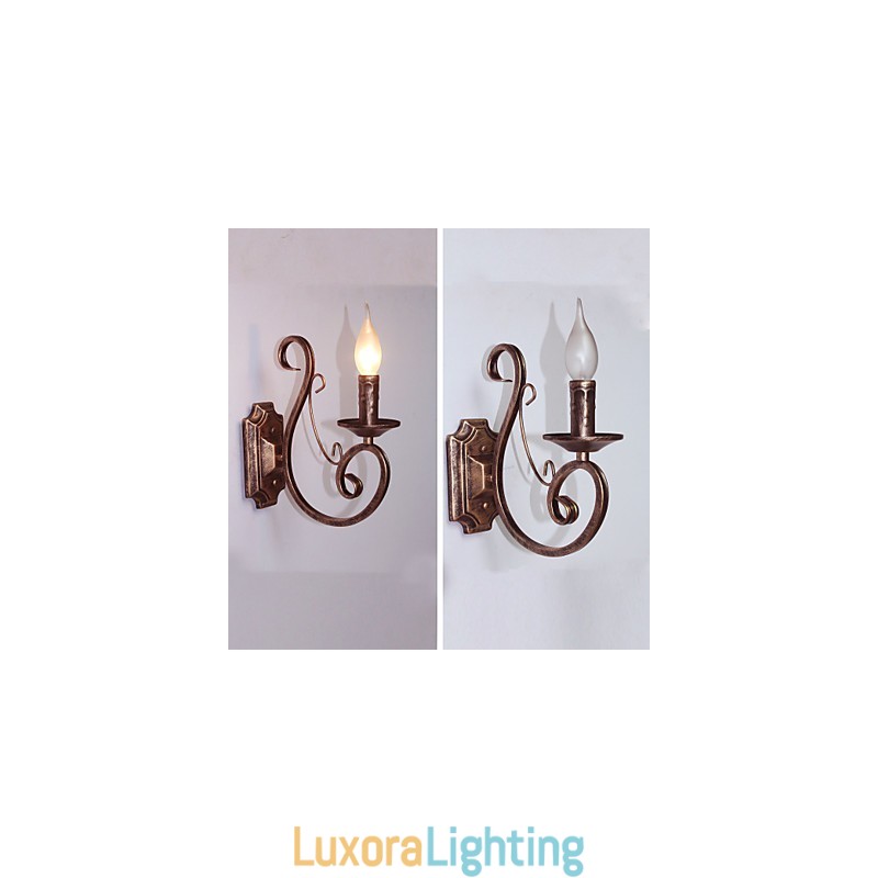Designer Touch Decorative Mini Retro Wall Lamp Hallway Metal Candle Shape Wall Lamp Lighting
