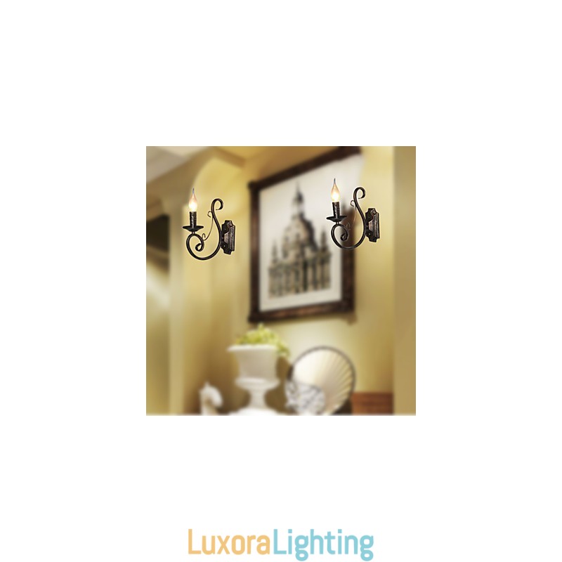 Designer Touch Decorative Mini Retro Wall Lamp Hallway Metal Candle Shape Wall Lamp Lighting