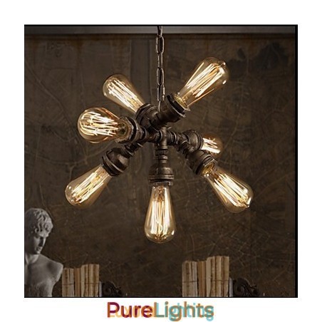 Designer Touch Decorative American Industrial Water Pipe Retro style Wind 7 Light Pendant Chandelier