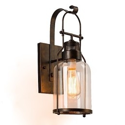 Designer Touch Decorative Retro Industrial Loft Lantern 1 Light Wall Sconce with Clear Glass