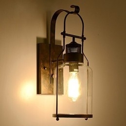Designer Touch Decorative Retro Industrial Loft Lantern 1 Light Wall Sconce with Clear Glass