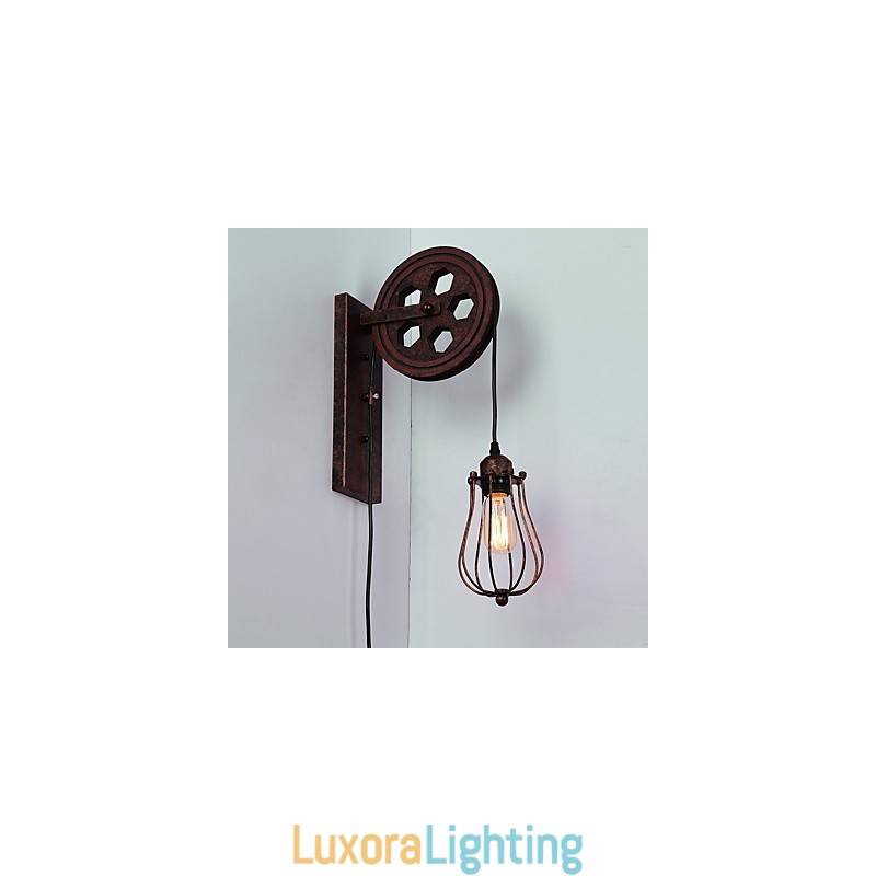 Designer Touch Decorative Industrial Retro Iron Wall Lamp Creative Personality Lift Pulley Wall Lamp